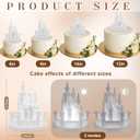 Baquler Castle Cake Topper Figurine Wedding Cake Topper Birthday Castle Night Light USB Rechargeable Princess Night Light for Wedding Birthday Party Decor (White)