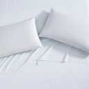 Laura Ashley - King Sheet Set, Buttery-Soft Bed Sheets with a Naturally Silky Smooth Cotton Sateen Lightweight Feel - Matching Pillowcases & Fitted Sheet (Ramona Blue)