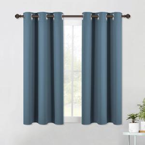 NICETOWN Modern Blackout Curtains Noise Reducing, Smoky Blue, 2 Panels, W42 x L54, Thermal Insulated and Privacy Room Darkening Drape Panels for Boy's Guest Room Door Small Short Window