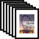 BESCRCL 12x16 Picture Frame Black Set of 6, Diamond Art Painting Frames Display Photo 8.5x11 or 12 x 16 without Mat, Wall Hanging Frame with Plexiglass