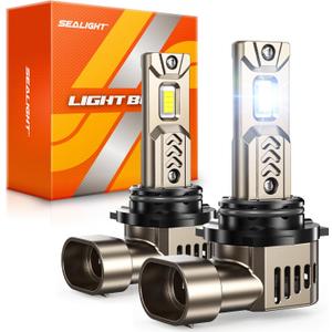 SEALIGHT 9006/HB4 Bulbs, 10X 45,000LM Ultra Brightness, 1:1 Halogen Size L2S 9006 Driving Light Bulb, 6500K Cool White, 70,000Hrs Long Service Life with Cooling Fan, Plug and Play, Pack of 2