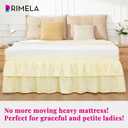 RIMELA Ruffle Bed Skirt Butter Yellow King 18 Inch Drop, Elastic Wrap Around Bed Skirts King Size, Easy to Install Dust Ruffle, Machine Washable Soft Fabric, Multi Ruffle Bedskirt