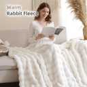 Smoofy Faux Fur Throw Blanket for Couch - Cream White Super Soft Cozy Bubble Blanket, Fluffy Plush Fuzzy Throw for Sofa & Bed, Thick Lightweight Warm Blanket, Luxury Aesthetic Gift for Women 60"x80"