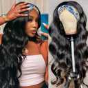 Headband Wig Human Hair Wigs Body Wave Headband Wig 24 Inch Glueless Human Hair Wig for black women human hair glueless, None Lace Front Wigs 180% Density Wear and Go Wig Machine Made Headband Wigs