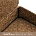 Elsjoy 2 Pack Flat Seagrass Storage Bins with Lid, Wicker Woven Storage Basket Set, Rattan Organizer Bins for Shelf, Closet, Bedroom