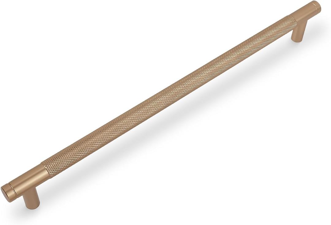 BUKOBYHE 6 Pack 11-5/ 16 inch（288mm） Kitchen Cabinet Handles Champagne Copper Knurled Cabinet Pulls Gold Drawer Pulls Kitchen Hardware