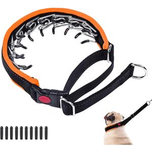 Heavy Duty Nylon No Pull Dog Collar with Buckle, Adjustable Anti Pull Reflective Slip Collar for Large Medium Small Dogs - M Orange (M (15"-23" Neck, 1.5" Wide))