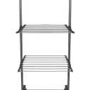 Bigzzia Clothes Drying Rack Folding Drying Rack Clothing 4 Tier Clothes Horses Rack Stainless Steel Laundry Drying Rack with Two Side Wings Grey (Black)