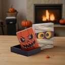 4 x Halloween Decorations Indoor - 3 PCS Wooden Ghost Halloween Signs Blocks for Table, Office, Tiered Tray, Fireplace Mantle
