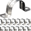 24 Pack M40 (1-1/2") Stainless Steel Rigid Pipe Strap, Heavy Duty Pipe Fasten Holder, with 2 Holes Cable U Bracket Clamp Hanger (1.57")