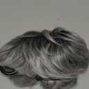 Short Curly Gray Synthetic Wigs for Women, Natural Layered Curly Wig, Lightweight, Heat Resistant, Perfect for Halloween Costume Use (Grey)