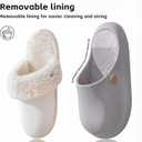 Women's Waterproof Slippers for Outdoor, Non-Slip Fuzzy Fleece Lined Winter Garden Clogs, Indoor Outdoor Comfortable Warm House Shoes (9.5 Wide, Light Grey)