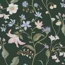 Safiyya Peel and Stick Wallpaper Floral Contact Paper Boho Wall Paper Self Adhesive Removable Wallpaper for Bedroom 197"x17.3" Covering Vinyl Rolls (Dark Green)