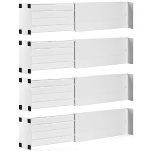 Dial Industries Adjustable Dresser Drawer Clothes Organizer Dividers, Set of 4, 4.5" Deep