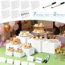 7pcs Acrylic Buffet Risers Set Nestable Cube Display Stands Large Food Display Shelves for Dessert Table Catering Parties Wedding Jewelry Collectibles Figures(Size 10" 9" 8" 7" 6" 5" 5",White)