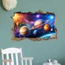 OLMIXA 3D Large Space Wall Decal (34.2”x 23”), Solar System Wall Stickers, Vinyl Outer Space Planet Wall Art for Baby Nursery Bedroom Playroom Decor