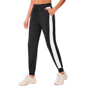 Women's Joggers Pants with Zipper Pockets High Waisted Athletic Drawstring Sweatpants for Lounge Workout Jogging 2024 (Beige, S)