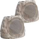 Outdoor Speakers With Lights Show Bluetooth Speakers Waterproof Patio TWS Connection Outdoor Bluetooth Speakers Wireless Solar Powered and Rechargeable Rock Speakers for Patio Pool 2Packs(Stone)