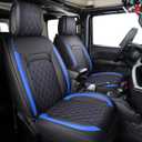Aierxuan Jeep Wrangler JK JL 4-Door Seat Covers Full Set Custom Fit 2007-2025 Unlimited X Rubicon 392 Sahara Willys Sport High Altitude Truck Pickup Waterproof Leather(Full Set/Black-B)