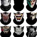Venswell Neck Gaiter Face Mask Men Women,Seamless Bandana Rave Face Cover Scarf Mask,Balaclava,Headband, Head Wrap,Headwear (B-joker+skull)
