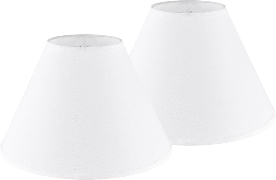 GO&SO Large Empire Lamp Shades Set of 2-6.5"x16.3"x10.5" - White Linen Fabric, Handmade Replacement Lamp Shades for Table Lamps, Floor Lamps, Soft Glare-Free Light, Assembly Required, Spider Fitter