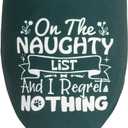 8 x Christmas Dog Bandanas Naughty & Nice Idea Funny Holiday Stocking Pet Scarf Gifts - On The Naughty List and I Regret Nothing, Solid Green, Extra Large Breed, 75lbs+