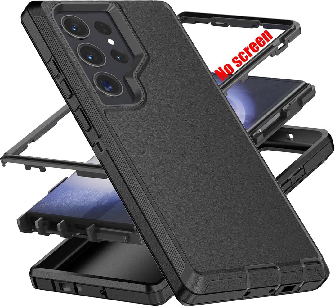 AYMECL for S23 Ultra Case,[Military Grade] 3 in 1 Full Body Shockproof Dust/Drop Proof Heavy Duty Protection Cover,for Samsung Galaxy S23 Ultra 6.8 Inch,Black