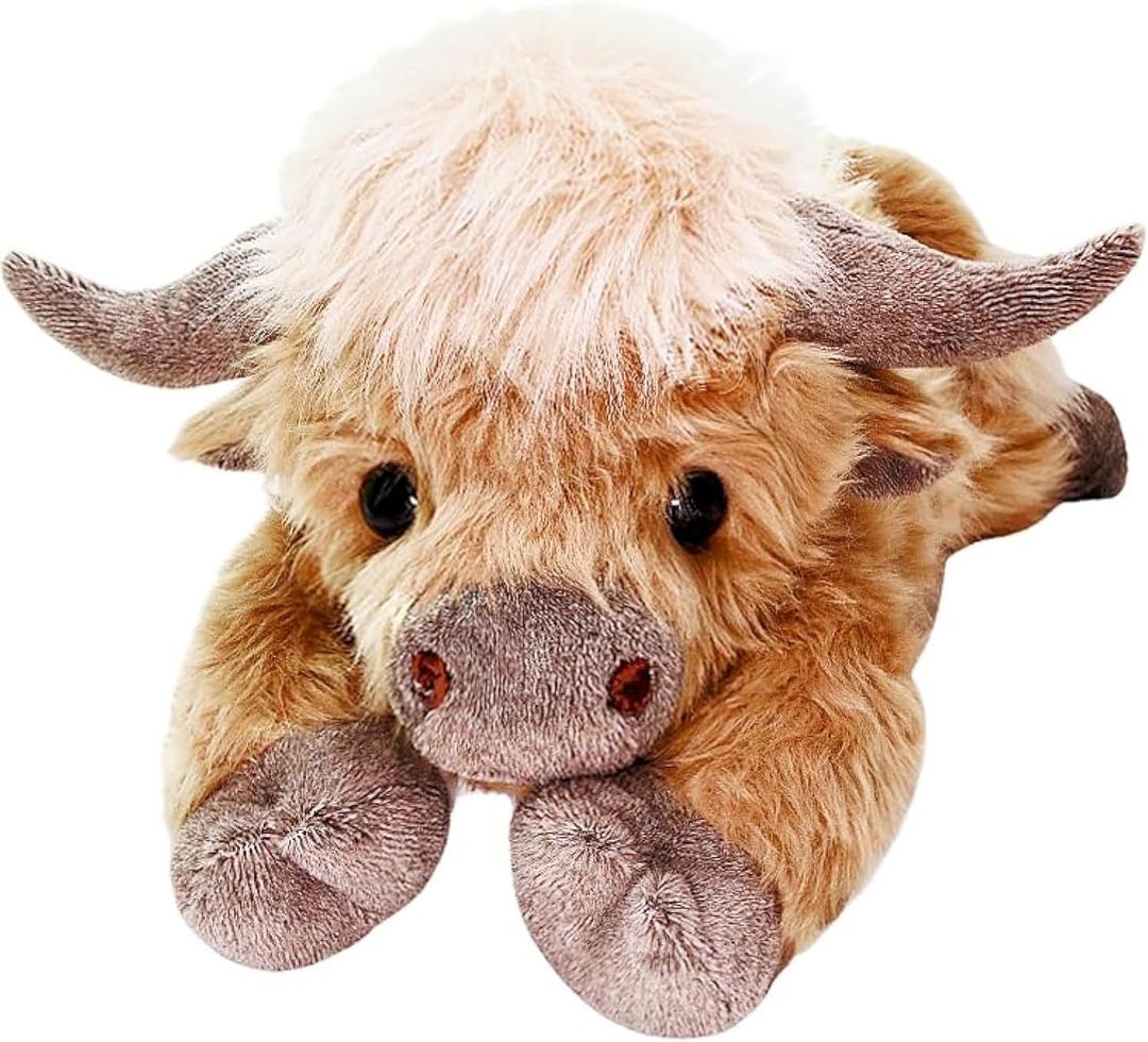 uoozii 20" | 4 Pounds Highland Cow Weighted Stuffed Animals with Unscented Microwavable Heating Pad, Cute Coolable Heatable Weighted Plush Warm Gift for Kids & Adults