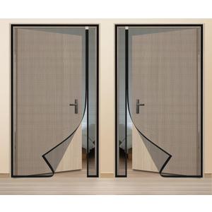 Magnetic screen door, reversible with right-to-left opening, with reinforced magnetic mesh, to prevent insects from entering, 36"x78", Black