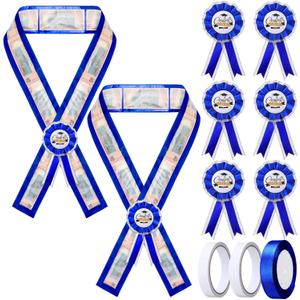 6 Pcs 2025 Graduation Money Lei for Cash DIY Gift Stoles Fun Way to Give Cash with 100 Transparent Bags 72 Feet Silky Ribbon Garland 6 Pcs Graduation Badge and 3 Rolls of Double-Sided Tape