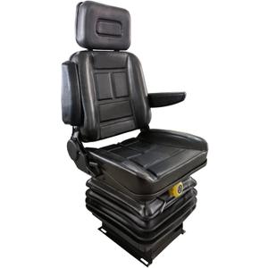 Tractor Suspension Seat, Adjustable Universal Replacement Seat W/Armrest W/Backrest, Compatible with Excavator Skid Loader Dozer Telehandler