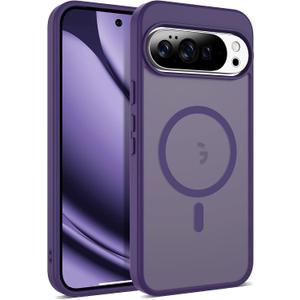Compatible with Google Pixel 10 Pro XL Case with Magnetic [Compatible with Mag-Safe][Military Grade Drop Protection] Slim Translucent Matte Phone Case with Anti-Fingerprint Tech, Purple