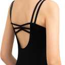 DANSHOW Girls Camisole Dance Leotard for Ballet Dancewear,Pinch V-neck (6-8 Years, Black)