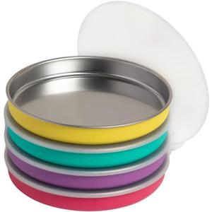 Elk and Friends 7.8 Stainless Steel Non Divided Plates with Silicone Sleeve + Storage Lid | Baby, Toddler, Kids | Dishwasher Safe | Dinner & Snack Plates | 4 Pack (PURPLE/PINK/TEAL/YELLOW)