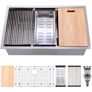 30 Inch Undermount Kitchen Sink Stainless Steel, 30 x 19 Inch Single Bowl Undermount Workstation Sink 10 Inch Deep Commercial 16 Gauge Stainless Steel