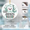 8 x Christmas Dentist Gifts for Women Men - Thank You Dentist Ornaments 2025, Appreciation Assistants Students Dental Hygienist Gifts, Ceramic Tooth Christmas Ornament for Christmas Tree Decoration