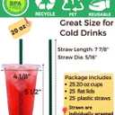 20 oz Clear Plastic Cups with Lids and Straws, Disposable Coffee Cups 25 Sets