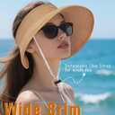 Sun Visor Hat for Women, Wide Brim Straw Visors Beach Hat Roll Up Foldable Beach Visors Summer UV Protection (One Size, Khaki)