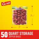Glad Zipper Quart Freezer Bags, Resealable Bags, Multi-purpose Use, 50 Count (Pack of 1)