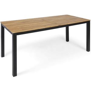 Christopher Knight Home Zak Outdoor 71" Acacia Wood Dining Table, Teak Finish, Black