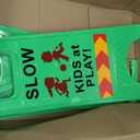 Slow Kids at Play Sign, Children at Play Safety Signs with Double-Sided Text and Graphics with Reflective Tape for Street Neighborhoods Schools Park Sidewalk Driveway Green 2Pack