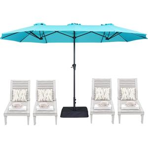 SUPERJARE 13FT Outdoor Patio Umbrella with Base Included, Double Sided Pool Umbrellas with Fade Resistant Canopy, Large Table Umbrella for Deck, Market, Backyard - Blue