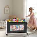 KEEGH Extra Large Toy Box for Kids with 360 Rotating Wheels, Heavy Duty Toy Chest for Boys and Girls, Toy Storage Organizer for Kids, Toy Bins for Living Room, Nursery, Bedroom(Black)