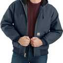 Carhartt Men's J140 Loose Fit Firm Duck Insulated Flannel-Lined Active Jac (Large, Dark Navy)