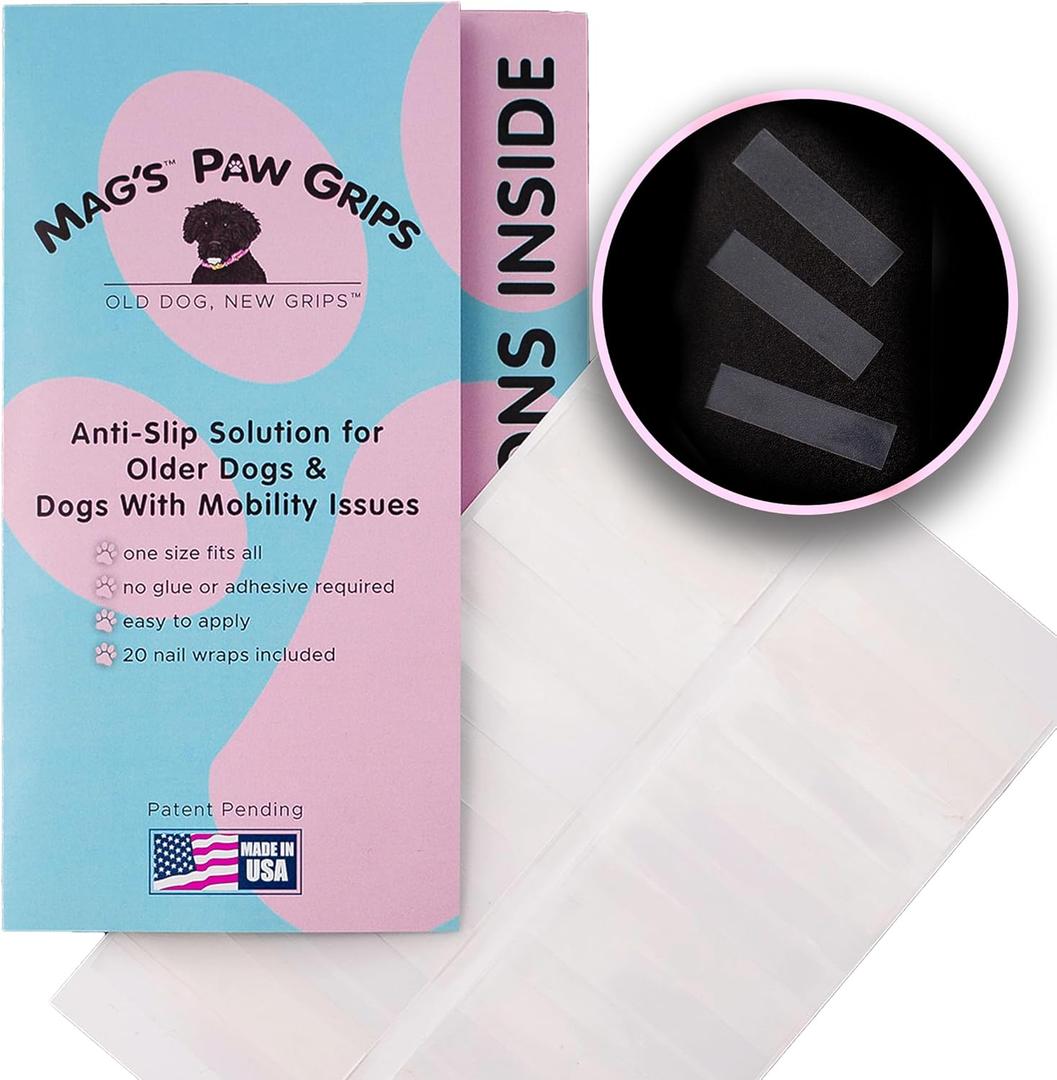 Mag's Paw Grips - Toe Grips for Senior Dogs - Anti-Slip Traction on Hardwood Floors - Nail Wraps for Dogs Under 100lbs