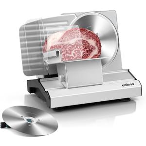 CUSIMAX Meat Slicer,9"Electric Food Slicer with 2 Stainless Steel Blades,1-20mm Adjustable Thickness for Home Use,Removable Food Carriage for Easy Cleaning