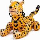 Kids Leopard Pool Float Ride-On with Handles for Ages 4-8 (Up to 120 lbs) | Jungle Animal Pool Float for Swimming, Floating, Pool Toys, Summer Activities, Water Games, and Kids Party Decorations