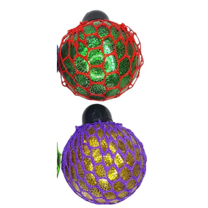 ArtCreativity Light-Up Squeeze Mesh Grape Stress Balls, Pack of 2, LED Squeeze Balls with Glitter, Stress Relief Fidget Sensory Toys for Autistic Children, Gifts, Party Favors, for Kids and Adults