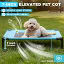  Outdoor Elevated Dog Cot with Canopy & Side Shade for Camping Medium Dogs (Carry Bag), Portable Cooling Raised Dog Bed