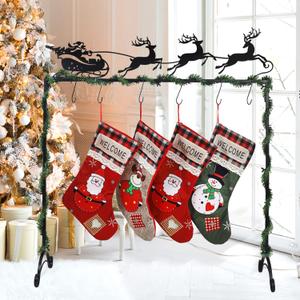 Metal Christmas Elk Cart Stocking Holder Stand with 6 Hooks, Christmas Stocking Holder Stand for Floor. A Christmas Stocking Stand Will Add a Glorious Festive Touch to Your Room